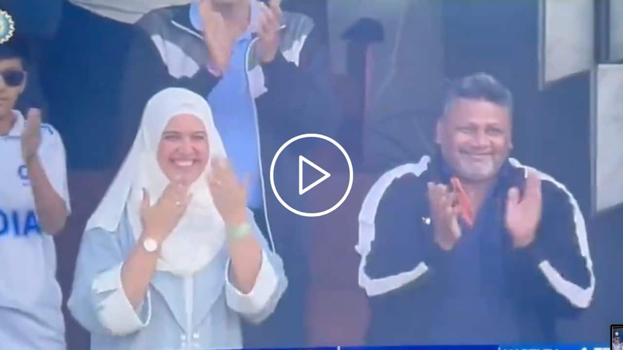 [Watch] Excited Sarfaraz Khan's Wife Showers 'Flying Kisses' After His Debut Test Fifty